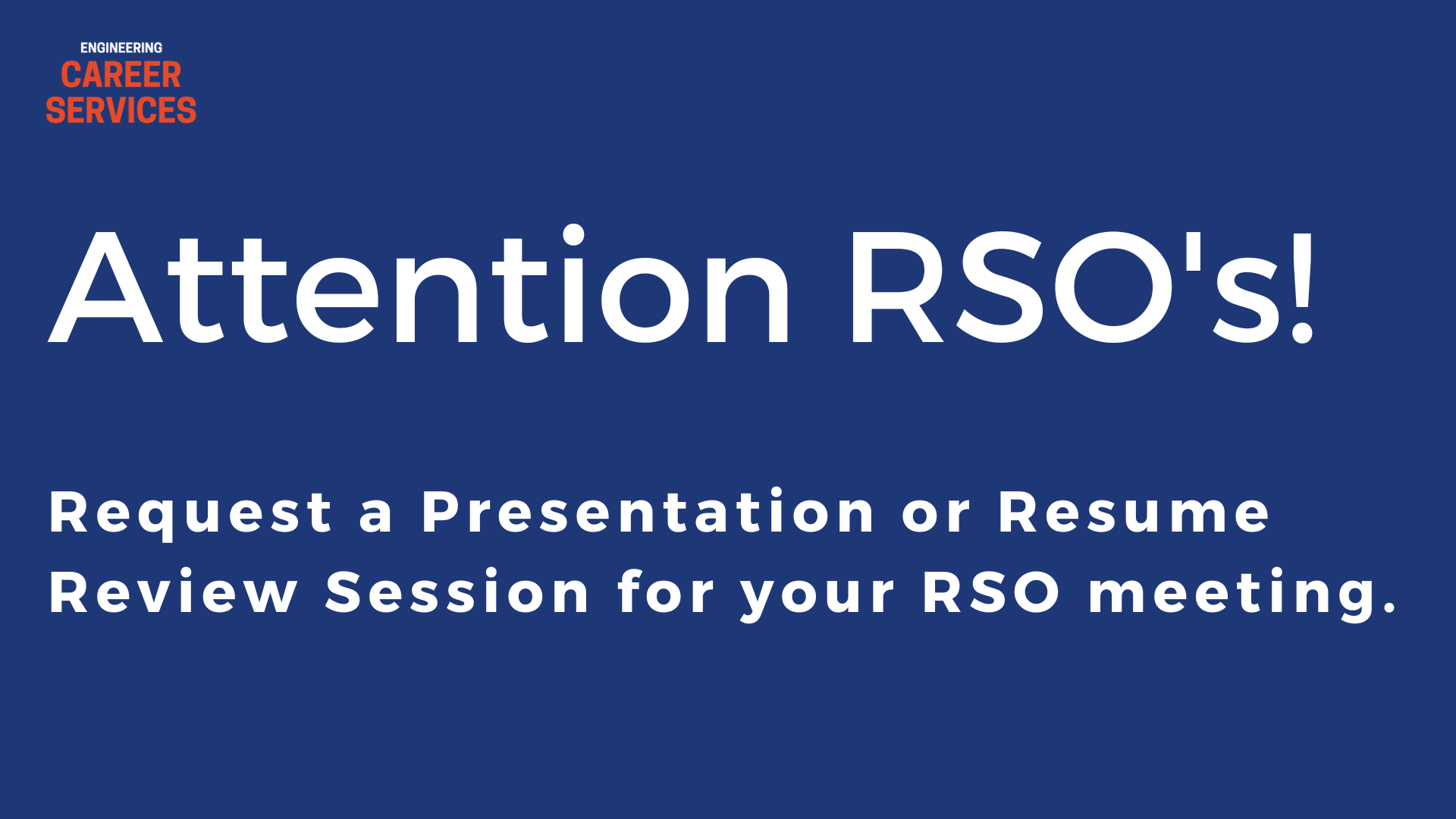Request a Resume Review Session or Presentation for your RSO